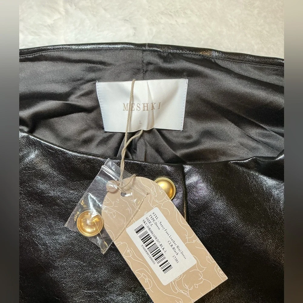 Meshki Black Leather Button-Up Women's dress - Picture 6 of 10